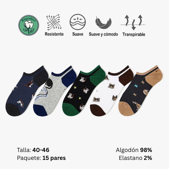Lote 3 - Calcetines Invisibles Hombre Divertidos