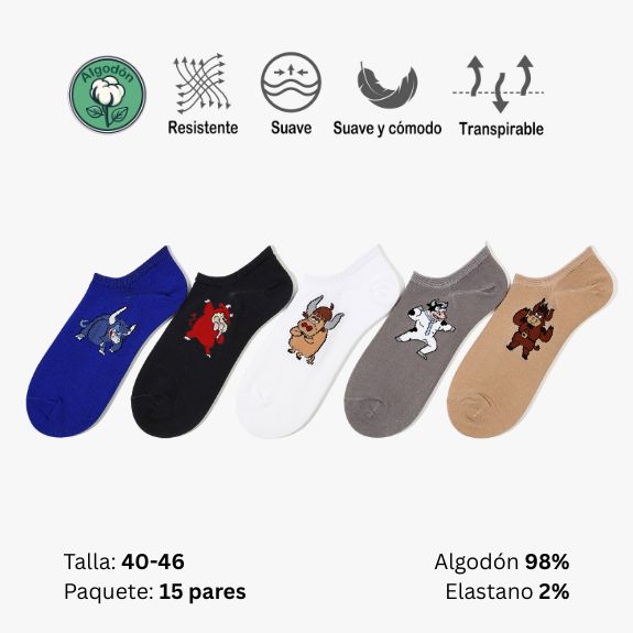 Lote 4 - Calcetines Invisibles Hombre Divertidos