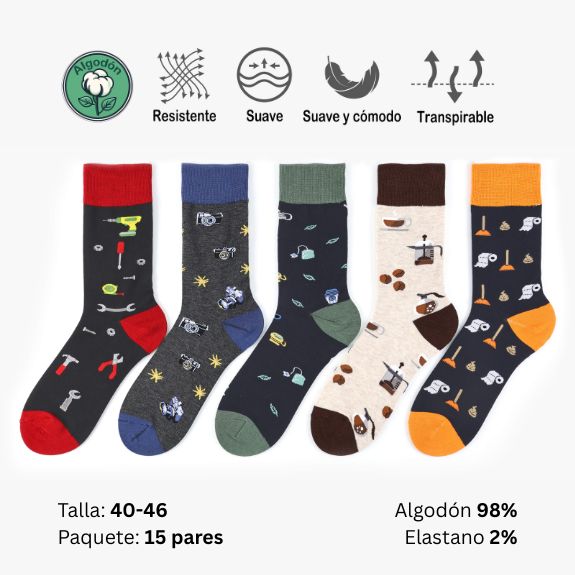 Lote 1 - Calcetines Largos Hombre Divertidos
