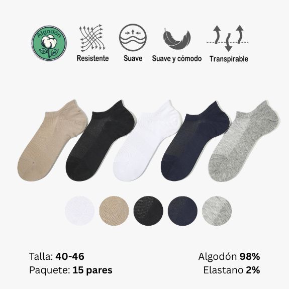 Lote 3 - Calcetines Tobilleros Hombre Algodón