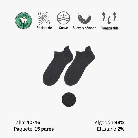 Lote 4 - Calcetines Tobilleros Hombre Algodón