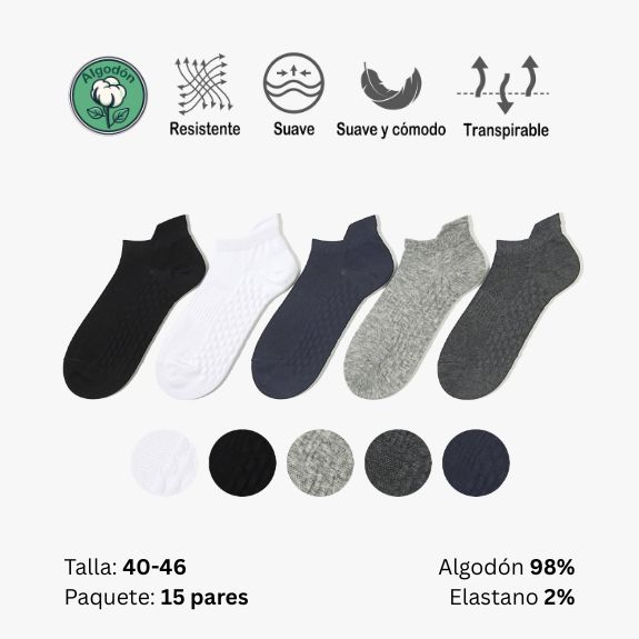 Lote 6 - Calcetines Tobilleros Hombre Algodón