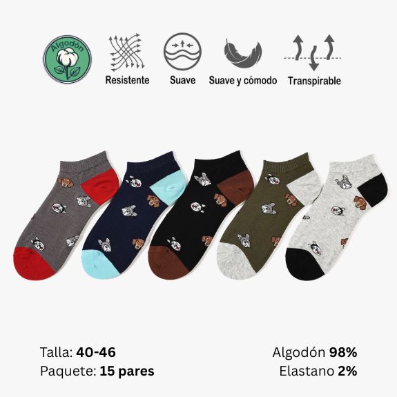 Lote 4 - Calcetines Tobilleros Hombre Divertidos